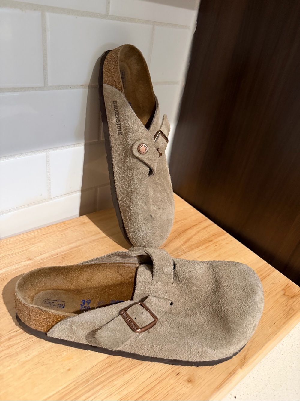 Birkenstock Boston Soft Footbed Suede Clogs Taupe 39 (Ladies 8) - Picture 7 of 7